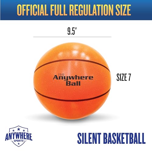 Anywhere Ball, Silent Basketball, Airless Foam for Indoor Training, Dribbling, and Realistic Bounce - style: Full Regulation Size