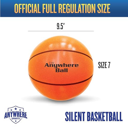 Anywhere Ball, Silent Basketball, Airless Foam for Indoor Training, Dribbling, and Realistic Bounce - style: Full Regulation Size