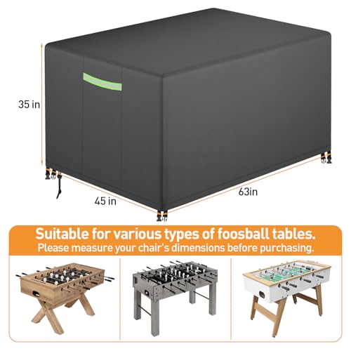 Foosball Table Cover, Heavy Duty 420D Soccer Table Cover, All-Weather Waterproof Outdoor Protection with 4 Windproof Buckles & Reflective Strip, 63"x45"x35"