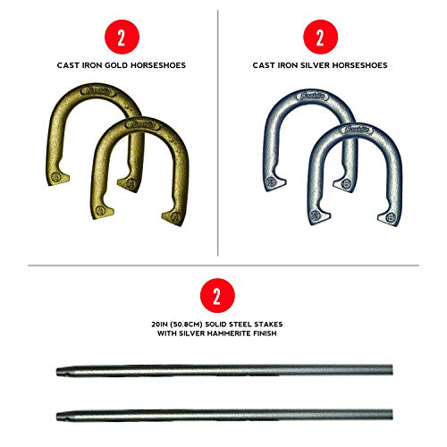 Franklin Sports Horseshoes Sets - Game Sets for Adults + Kids - Includes (4) Horseshoes and (2) Ground Stakes - style: Starter