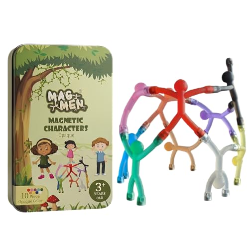 MAGMEN Airplane & Road Trip Toy 10-Pack Opaque Colors - Quiet Travel Activities for Kids - Sensory Magnetic Fidget Toys for Car, Airplane, & Restaurants - STEM Building Figures8 | Screen-Free Fun - size: 10 Piece Opaques