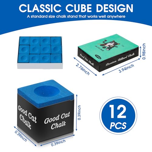 Pool Cue Chalk – Professional Billiard Chalk Set, Bulk Packs Available (12PCS / 24PCS / 144PCS), Long-Lasting Grip, Anti-Miscue, Low Deflection Cue Tip Chalk - size: 1Pack Set Of 12PCS