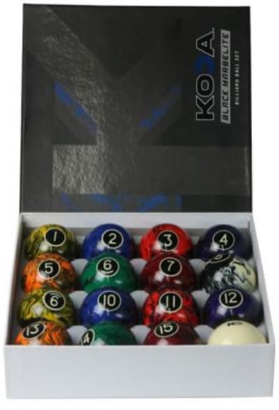 Koda Sports KBBM 2-1/4" Black Marbelite Swirl Complete Billiards & Pool Balls Set