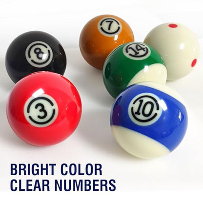 2-1/4" Pool Balls Billiard Set - 16 Resin Balls, Regulation Size & Weight, Complete Billiard Table Balls Set for Replacement, Pool Table Accessories & Billiards Pool Accessories