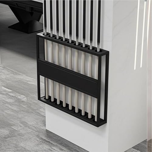 Wall Mounted Pool Cue Rack, Metal Billiard Cue Holder for 9 Sticks, Double Layer U-Shaped Slots, Space-Saving Pool Stick Wall Rack for Play Room, Club, Bar, Office Gym (Black) - color: Black