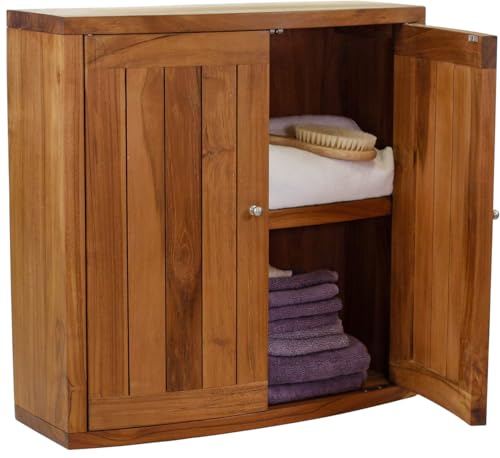 AquaTeak Manada Wall-Mounted Teak Storage Cabinet with Doors