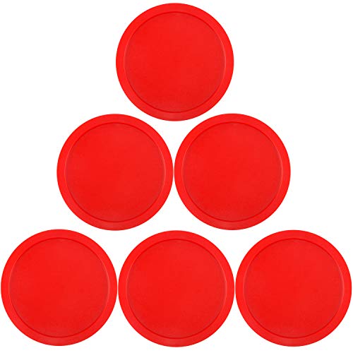 ONE250 3 1/4 inch Air Hockey Pucks, Full Size Goal Packs Replacement Accessories for Game Tables (6 Pcs) - color: Red