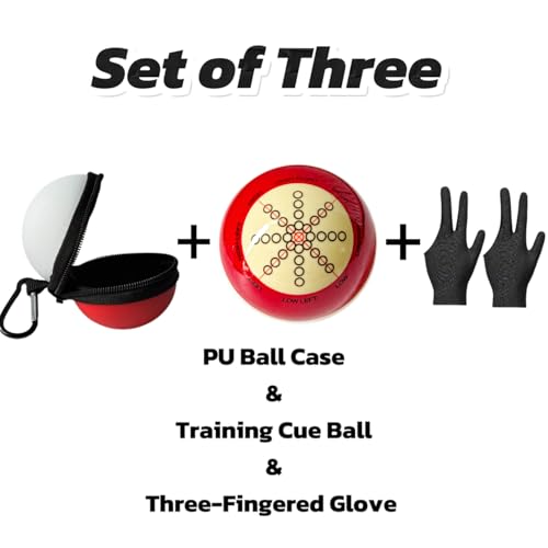 6 Dots Cue Ball With Case,Training Billiard Ball,2-1/4" Practice Training Artifact,Pool Cue Ball with Six Dots,Three Finger Gloves and Billiard Ball Bag - color: Training Artifact