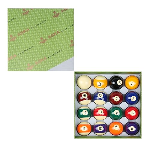 ASKA Billiards Pool Boston Numbered Balls Set 2-1/16 inch (52mm) /Smaller Than Regular Size/16 Balls Including a Cue Ball