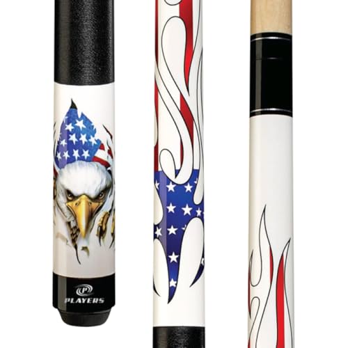 Players D-PEG Screaming Bald Eagle and American Flag Flames Cue - size: 20 Ounce