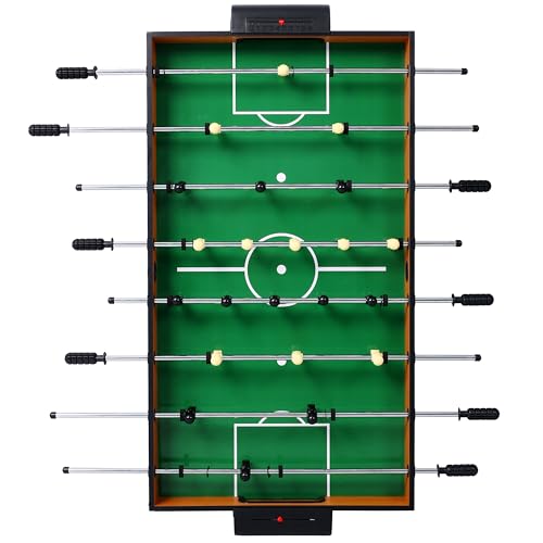 48” 6-in-1 Multi-Game Table - Billiards, Air Hockey, Foosball, Basketball, Table Tennis, and Dining Table Set for Home Game Room Friends Family, Kids, Adults-Brown