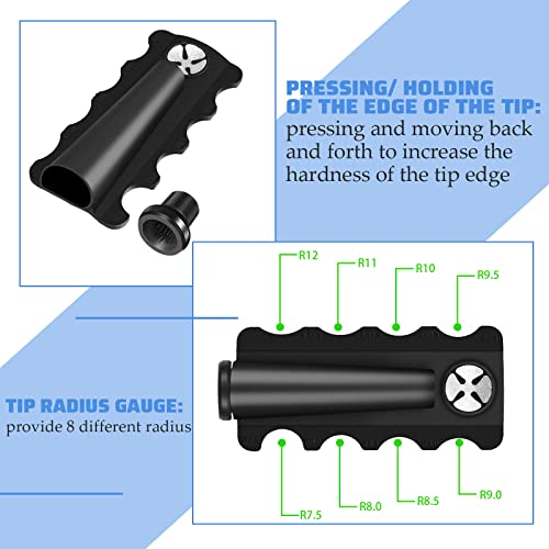Mudder Pool Cue Tips Repair Tool, Pool Stick Tip Shaper Scuffer Aerator Burnisher Radius Gauge, 5 in 1 Billiards Accessories