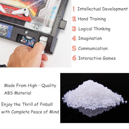 Electronic Pinball Ball Shooting Game for Kids and Adults, Retro Arcade Machine Puzzle Games with Lights, Sounds and Scoreboard, Classic Tabletop Pinball Toys
