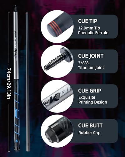 KONLLEN Carbon Fiber Break Cue, 58" 2-Piece Heavy Hitter Pool Break Cue Stick with 12.9mm Tip, Professional Billiards Break Stick - color: KL-KBR-2