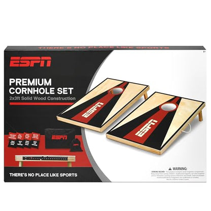 ESPN Solid Wood Cornhole Board Set, Includes Bean Bags and Travel Case, Ideal for Outdoor Games - style: 2x3