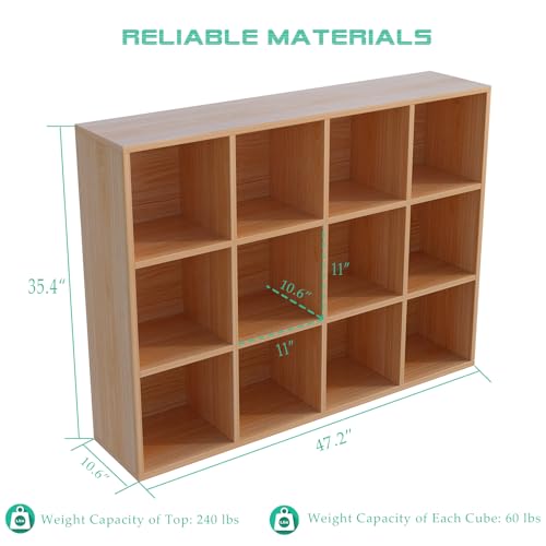 OSCHF 12-Cube Storage Shelf Bookcase, Oak - color: Oak, size: 12-Cube