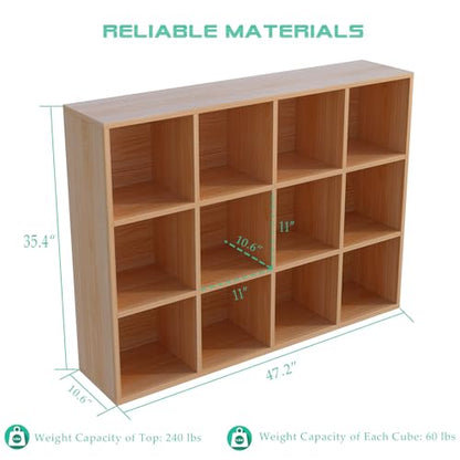 OSCHF 12-Cube Storage Shelf Bookcase, Oak - color: Oak, size: 12-Cube