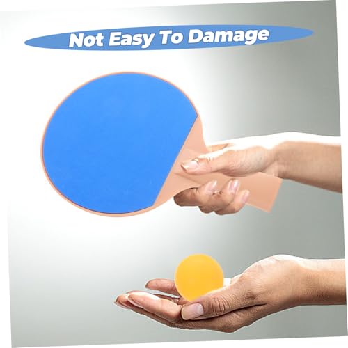 Outdoor Table Tennis Racket Set with Plastic Elastic Paddle and Yellow Pong Balls Ergonomic Grip Paddle Kit for Competitive and Recreational Play