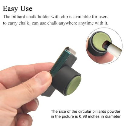 LAKE OF FIRE Chalk Holder Pool Billiards, Pool Cue Chalk Holder with Magnetic Belt Clip Snooker Billiard Accessories - color: Green, style: Round