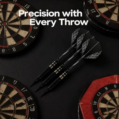Professional Soft Tip Darts Set, Black Darts with Edge Grip, 6.1 in, Includes Case & Shafts