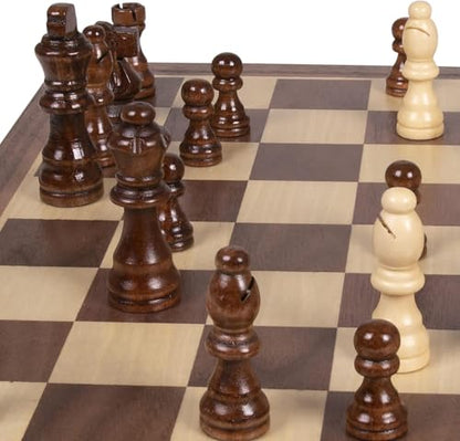 Premium Wooden Chess Set, 15.7 Inches Chess Board Game Set for Adults - Folding Board - Pieces Storage Slots, Handmade Portable Travel Chess Game - Beginner Chess Set for Kids, 6 up Age - size: Large (15 Inch)
