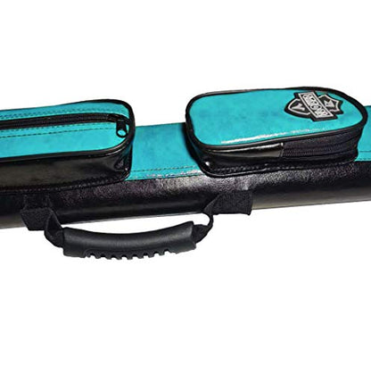 2x2 Hard cue case Oval Pool Cue Billiard Stick Carrying Case - color: B01-Turquoise