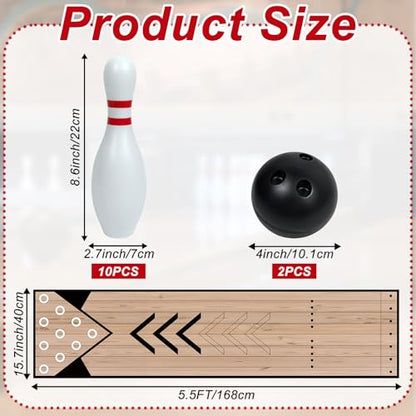 Mini Bowling Set, Indoor & Outdoor Home Bowling Set, Bowling Alley Set with Lane, Bowling Pins & Ball Set