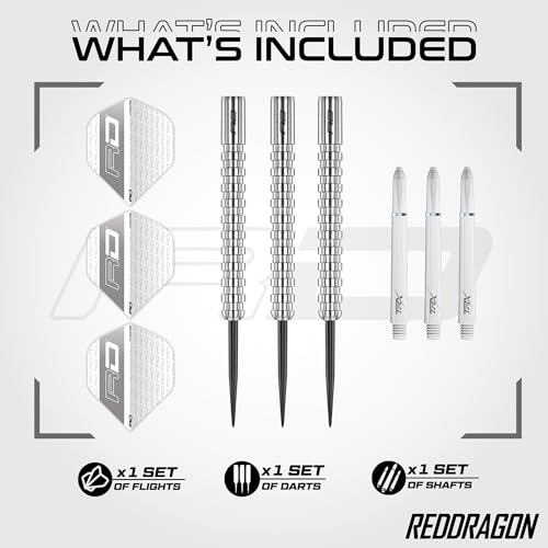 RED DRAGON Javelin Original Professional Darts Set - 85% Tungsten Darts with Flights & Shafts - Available in Soft Tip 18g Barrel/20g Full Weight and Steel Tip 20g - 26g