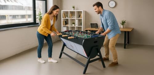 KICK Triplex 55″ Telescopic Rods 3-in-1 Swivel Multi Game Table – Foosball, Pool/Billiards & Air Hockey - color: Black