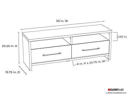 ClosetMaid Media Stand Entertainment Center with Cabinet Drawers, Open Shelves, 55 in. Wide, for Living Room, Den, Game Room, Black Walnut Finish - color: Black Walnut, style: Media Stand