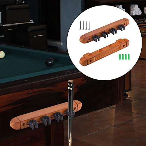 Pool Cue Rack Claw, Billiard Cue Rest, Wooden Storage Stand, Wall Mounted 4 Pool Billiard Rods Holder, Wall Rack with 4 Cue Clips for Game Room - color: Yellow