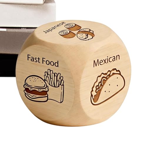 Date Night Dice - Wooden Portable Decision Game, Food Choice Dice Set, Romantic Couple Activity Toy | Fun Relationship Idea Maker for Couples Women Men Birthday Christmas Wedding Home Indoor Outdoor U