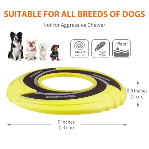 SKIPDAWG Interactive Tug Toy, Flying Disc Water Toy Non-Toxic Light TPR/Nylon Fabric, Pet Training and Outdoor Exercise Toys for Dogs, Diameter 9 Inches - color: Original Green
