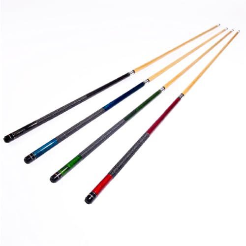 Ash Wood Pool Sticks Set of 4-57 inch 20oz Wooden Pool Cue Stick - House Bar Billiard Cue Sticks - 13 MM Genuine Leather Tips Pool Cues with Beautiful Colors- Black, Blue, Green & Red