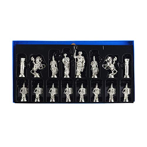 (Without Board) Historical Handmade Rome Figures Metal Chess Pieces Big Size King 4 inc (Only Pieces)