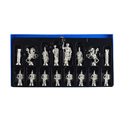 (Without Board) Historical Handmade Rome Figures Metal Chess Pieces Big Size King 4 inc (Only Pieces)