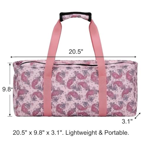 Mahjong Tote Bag for Tiles Racks & Pusher - Pink Printed Empty Mahjong Bag Set, Stylish Gift Bag for Girls’ Night & Post-Brunch Games (Case Only) - color: Pink Paisley Printed