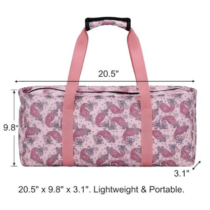 Mahjong Tote Bag for Tiles Racks & Pusher - Pink Printed Empty Mahjong Bag Set, Stylish Gift Bag for Girls’ Night & Post-Brunch Games (Case Only) - color: Pink Paisley Printed