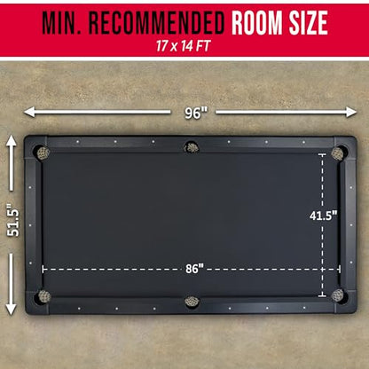 GoSports 6, 7, or 8 ft Billiards Tables - No Assembly, Choose Your Color - Portable Pool Table Includes Full Set of Balls, 2 Cue Sticks, Chalk and Felt Brush - style: 8 ft Black