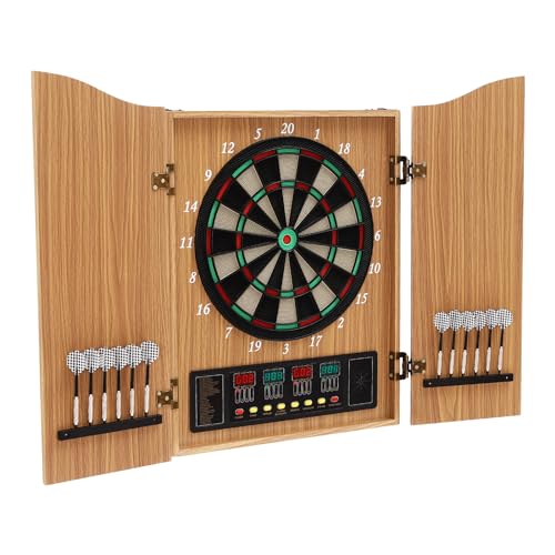 Electronic Dart Board,Electric Digital Dart Boards for Adults, Electronic Scoreboard for 16 Players Dart Board w/Cabinet with Smart LED Scoring,27 Games & 243 Variations - color: Yellow