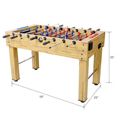 Foosball Table, Wooden Soccer Game Table with Analog Scoring, Heavy Duty Tabletop Football Games with Steel Rods & Ergonomic Handles, Indoor Arcade Gaming Tables for Family Game Room, Brown - size: 54-inch