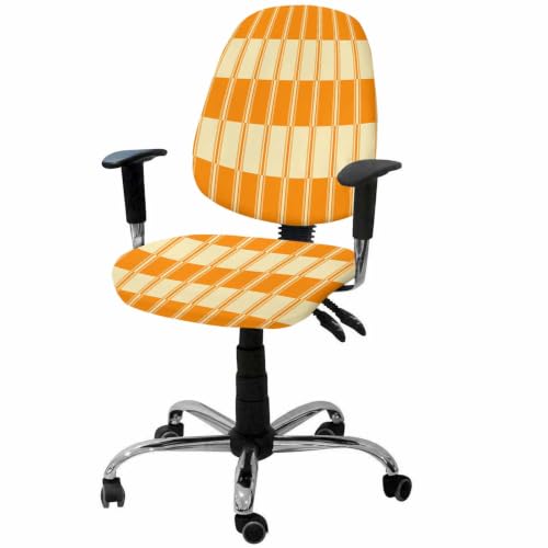 Savannan Office Chair Cover, Thanksgiving Autumn Orange Stripes Protective Stretch Elastic Universal Cover for Desk Task Chair,Computer Rotating Chair 1 Pcs Modern Abstract Art
