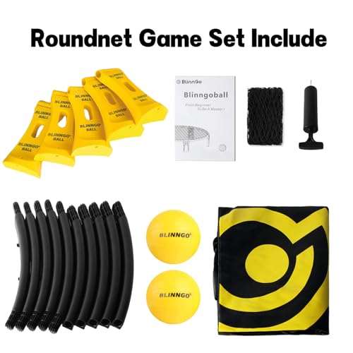 Roundnet Game Set with Balls and Patented Net, Lawn, Beach, Backyard Outdoor Game for Adults and Family - style: 2 balls without strip light