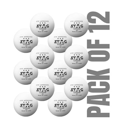 STAG Global High Performance 3 Star Supreme Table Tennis (T.T) Balls Advanced 40+Mm Ping Pong for Training, Tournaments, and Recreational Play (Pack of 12)