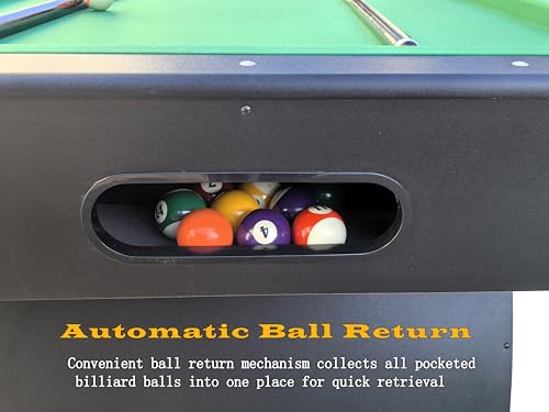 84" Pool Table with Automatic Ball Return, 7 ft Pool Table with Arched Design Legs, Billiard Tables Set for Family Game Room, Rrec Room, Club, Kids Adults, Green