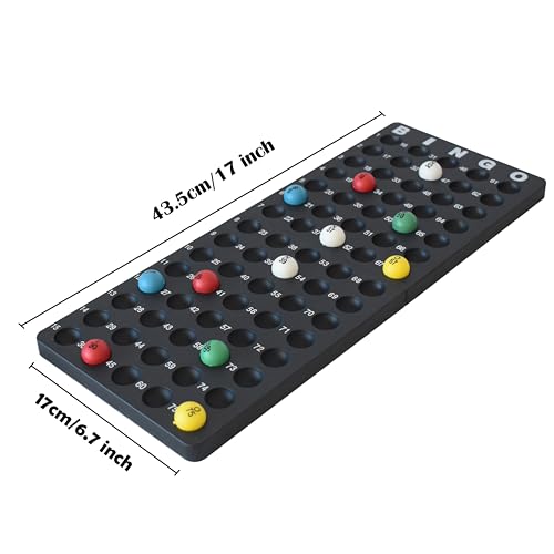 Yuanhe Jumbo Bingo Game Set - 11" Metal Round Cage, 75 Colored Balls, 100 Bingo Cards, 500 Mixed Chips and Master Board for Large Groups, Parties - style: Jumbo Set