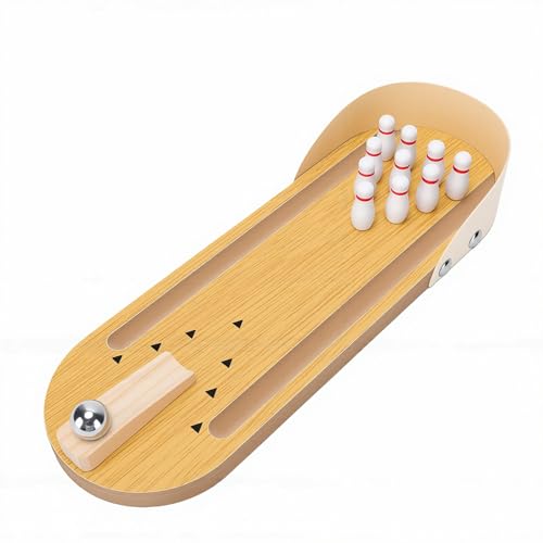SUNGOOYUE Mini Bowling Mini Bowling Set, Tabletop Game Wooden Synthetic Desktop Alley for Adults Teens Break Room Gifts
