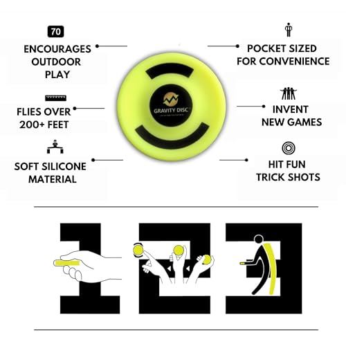 Gravity Disc - Mini Flying Discs 6-Pack, Pocket-Sized, Flies 200+ Feet, Disc Golf Accessories, Ultimate Frisbee, Trick Shots, Gadgets for Camping, Outdoor Fun & Yard Games