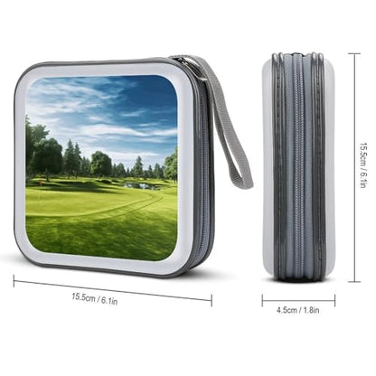 Golf Course Lawn CD Case 40 Capacity DVD Case with Zipper Disc Storage Organizer Portable CD Holder Storage Hard Plastic DVD Wallet Holder Organizer for Home Car Travel