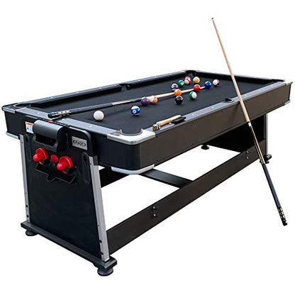 RACK Triad 7-Foot 3-in-1 Multi-Game Swivel Table - Billiards/Pool, Table Tennis & Air Hockey - color: Black Felt With Black Body